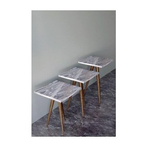 Modern 3'lü Zigon Coffee table Side table Serving Stand And Tea Stand-White Marble coffe table table bassee