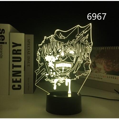 Tokyo Ghoul Anime Figure Ken Kaneki 3D Lamp for Cool Birthday Gift Bedroom Decor Nightlight Tokyo Ghoul Acrylic LED Night Light