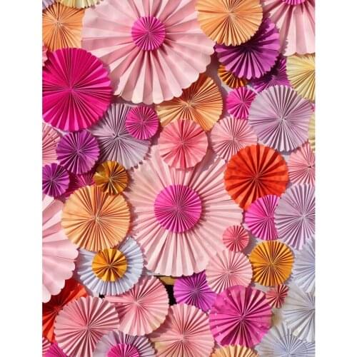 Colorful Paper Flowers Photography Backdrops Vinyl Cloth Computer Printed Backgrounds for Photo Studio Photo Shoot Customized
