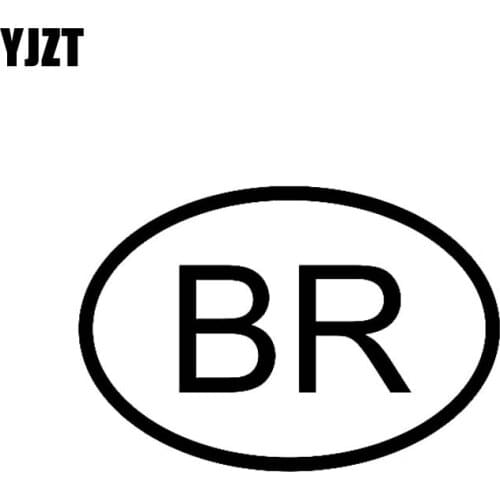 YJZT 13CM*8.8CM CAR STICKER VINYL DECAL BR BRAZIL COUNTRY CODE OVAL Black Silver C10-01254