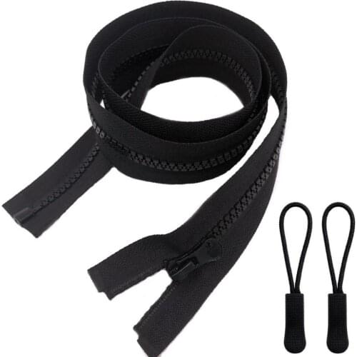 5# 32 inch Plastic Resin Zipper with Zipper Pulls Long Zipper Separating Jacket Coat Zippers for Sewing Accessories (2pcs/Pack)