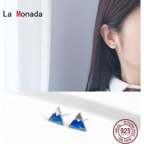 La Monada Triangle Stud Earrings 925 Sterling Silver Fine Jewelry Earrings For Women Mountain Minimalist Earrings Silver 925