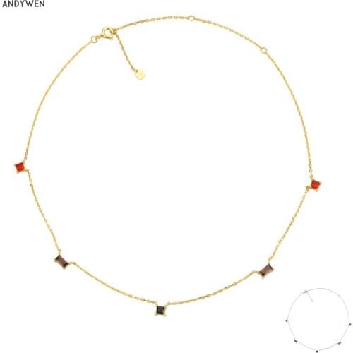 ANDYWEN 925 Sterling Silver Devo Gemstone Choker Mixed Zircon CZ Luxury Crystal Necklace Women Luxury Rock Punk Jewelry