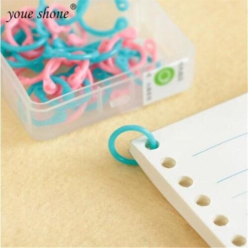 1Box = 16Pcs Hot Candy Color L No Plastic Multifunction Random Ring Open Loop Document Information Binding Clip