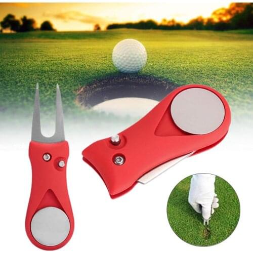 1 Pcs Golf Divot Repair Tool Switchblade Pitch Groove Cleaner Golf Pitchfork with Golf Marker Drop Ship