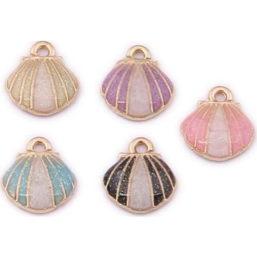 10pcs 12*12mm Enamel Coloured shell charms DIY Handmade Bracelet earring jewelry making accessories alloy Pendant fashion dangle