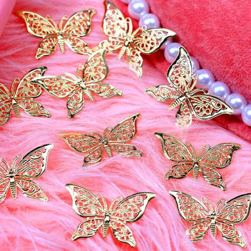 10Pcs/set Trendy Gold Metal Alloy Butterfly Pendant Hollow Animal Charms Making DIY Necklaces Bracelet Jewelry Wholesale
