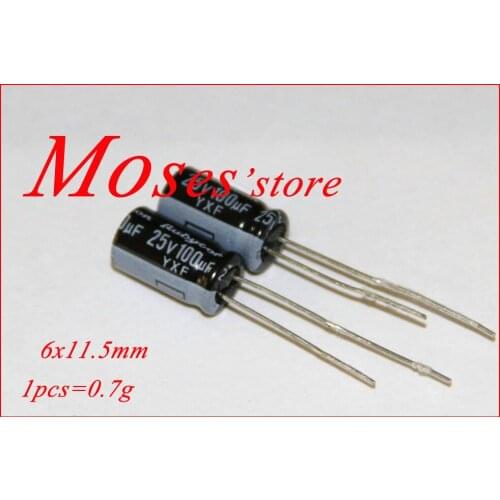 25v 100uf +/- 20% 100% Original New Capacitance Audio Electrolytic Capacitor Radial 6x11.5mm