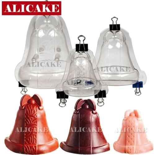 3Pcs 3D Polycarbonate Chocolate Mold Cake Mold for Chocolates Shape Christmas Bell