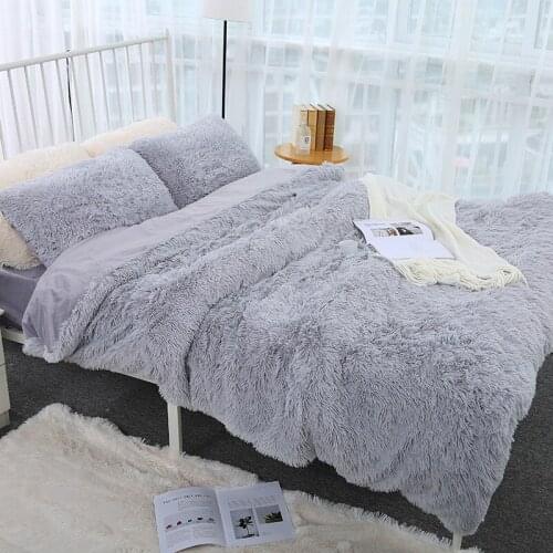 3Pcs/set Super Soft Fur Blanket with Pillow Cover 200x230cm Quilt Cover Fluffy Shaggy Bedspread Blanket
