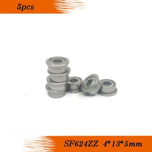5 pcs/lot SF624ZZ Stainless steel Flange Bushing Ball Bearings SF624 -2Z 4*13*5 mm F624ZZ for 3D printer Free Shipping