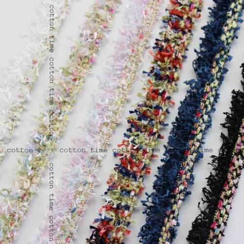 5yards/lot Tweed Trim 2.5cm wide Golden Fringed Tassel Sewing Webbing accessory for bag garment free shipping