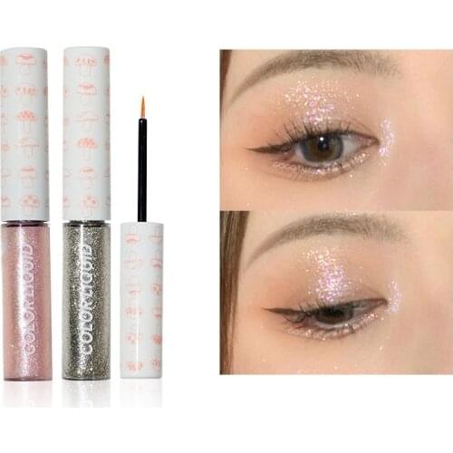 4 Colors Shiny Liquid Eye Liner Glitter Makeup Pigment Waterproof Anti-sweat Long-Lasting For Women Charming Eye Makeup TSLM1