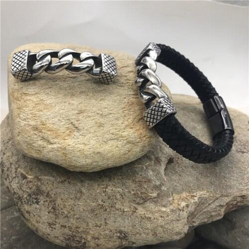 12*6mm Hole Size 316l Stainless Steel Bracelet Connectors Charms Fit Leather Cord DIY Men Bangles Jewelry Making Accessories