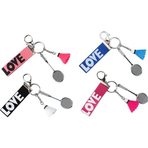 4pcs/set Delicate Mini Badminton & Racket Bag Pendant Charm Keyring Metal Key Chain Organizer Keychain Novelty Souvenir Gift