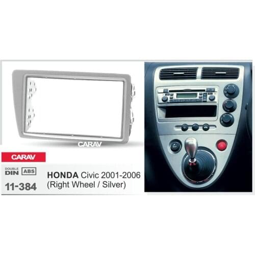CARAV 11-384 Top Quality Radio Fascia for HONDA Civic 2001-2006 (Right Wheel/Silver) Stereo Fascia Dash CD Trim Installation Kit