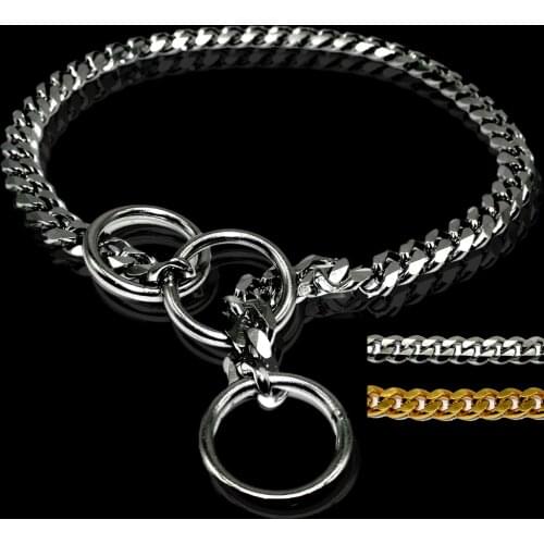 3mm Diameter Strong Silver Gold Chrome Steel Metal Dog Training Choke Collar Dogs Chain Collars