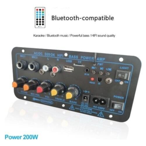 12V 24V Digital Bluetooth-compatible Stereo Amplifier Board Subwoofer Dual Microphone Karaoke Amplifiers For 8-12 Inch Speaker