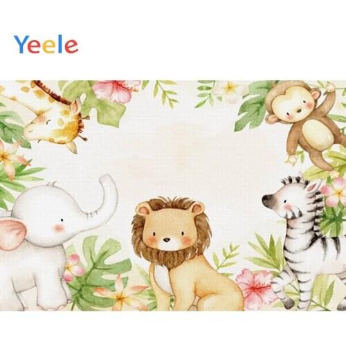 Yeele Cartoon Safari Party Jungle Animals Birthday Photography Backgrounds Customized Photographic Backdrops for Photo Studio