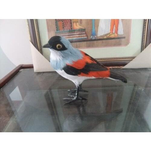 Simulation Shrike bird 17x15cm Handmade model,polyethylene&furs feathers bird ,Prop,home decoration toy Xmas gift w4107