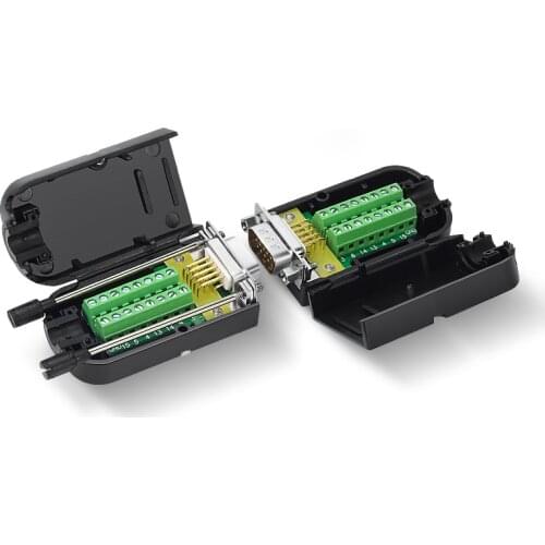 JUXIN VGA DB15 3 Row Solderless Female Quick Connector, 3+9 D-SUB 15 Pin Port Terminal Solderfree Breakout Connector Board with