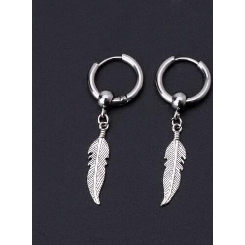 Korean Jewelry Hip Hop kpop Drop Earrings Leaf Pendant Dangle Chain Earrings X7YC