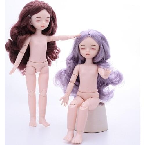 28CM Sleep Doll 1/6 Doll BJD Not with Makeup Naked Baby 22 Joints Moveable Rose Gold Hair DIY Makeup Dolls Kids Toys for Girls
