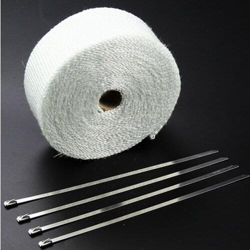 10M Car Motorcycle Exhaust Wrap Pipe Header Heat Wrap Turbo Mainfold Heat Exhaust Thermal Wrap Tape Stainless Steel Ties