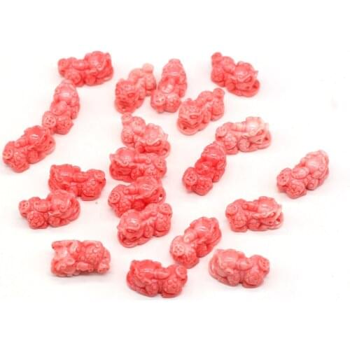 Natural Coral beads Chinese Mythical Creature Pixiu pink Hole Loose Beaded for Jewelry Making DIY Bracelet Necklace Accessories