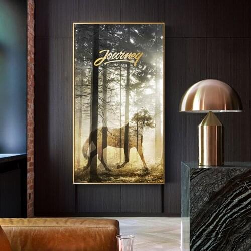 Nordic Style Abstract Horse Silhouette in Forest Canvas Painting Poster And Print Decor Wall Art Pictures For Aisle Living Room