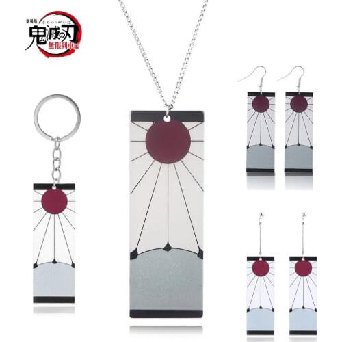 Anime Demon Slayer Kimetsu no Yaiba Necklace Kamado Tanjirou Charm Pendant Necklace Cosplay for Fans Jewelry Gift