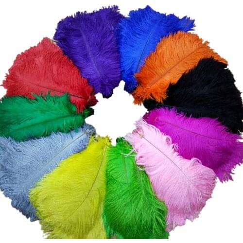 10Pcs Crafts Wedding Feathers Plume Natural Colorful Ostrich Feathers Jewelry Making DIY White Feathers Party Decoration 15-30CM