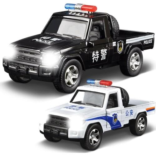 Police Fire Pickups Truck Model 1:43 Sound & Light Alloy Diecast Ambulance Vehicle Collectible Toy Cars for Boys Children Y178