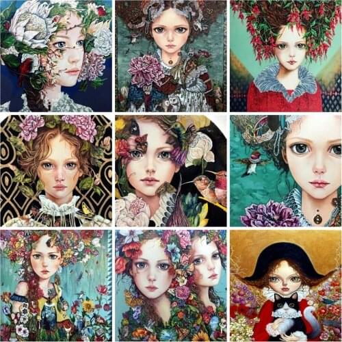 5D DIY Diamond Painting Full Flower Girl Portrait Diamond Mosaic Stitch Interior Paintings Art Picture Handicraft Home Decor