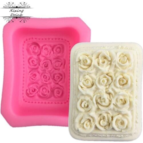 Xixing DIY rose type silica gel mold soap shape kitchen pastry cake decoration tool chocolate sugar pudding plaster mold