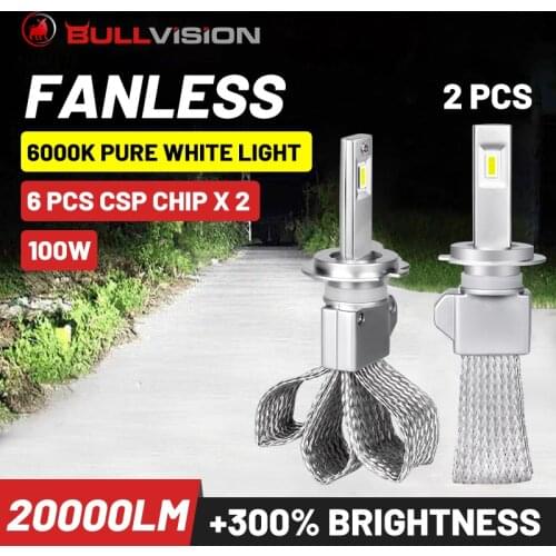 Low Beam H7 Led Light Car H8 H9 H11 Fog Bulb 20000lm H1 Ice Lamp For Auto H4 HB3 9005 HB4 9006 12V High Power Diode 6000K No Fan