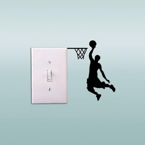 10.2*12.7cm Basketball Player Dunk Silhouette Light Sticker Cartoon Sport Vinyl Stickers Home Decor