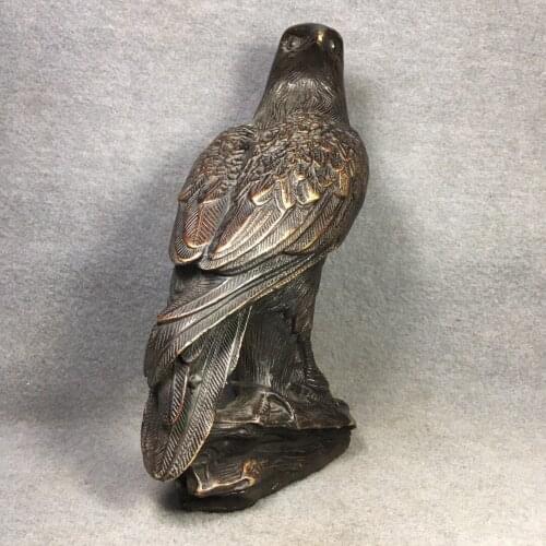 9" Tibet Buddhism Old Bronze Cinnabar Ksitigarbha mount Eagle statue Great Eagle Grand plans Town House Ward off evil spirits