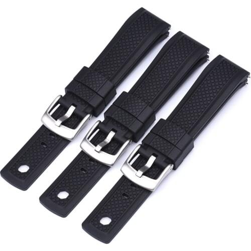 For Huawei/Samsung Galaxy/Seiko Summit Fluorine Rubber Strap 20mm 22mm Black/Brown/Blue Waterproof Diving Watch Band Replacement