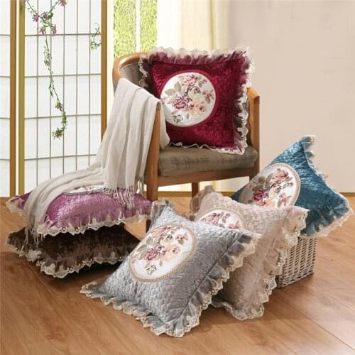 Hap-deer high-quality manual embroiderde lace Classical flower pillow covers decorative cushion/almofada cover throw pillowcases