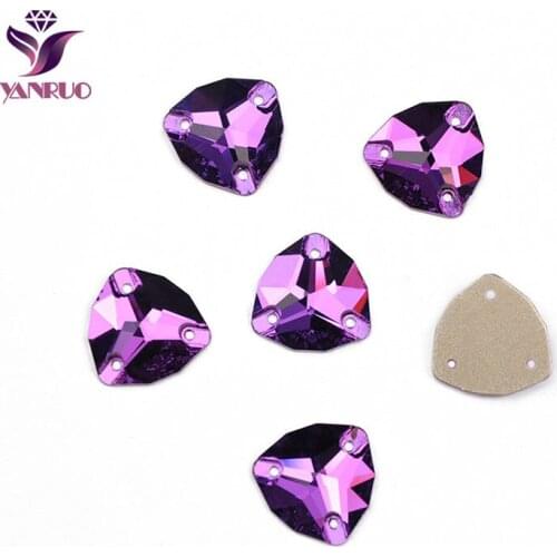 YANRUO 3272 Trilliant Amethyst All Sizes Sew On Stones and Crystals Glass Flatback Sewing Wedding Dress