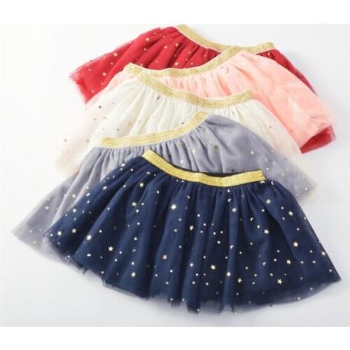 2019 Spring Summer Fall Kids Girls Shaggy Skirts Toddler Baby Shinning Star Gauze Skirt for Girl Princess Tutu Skirt with Beads