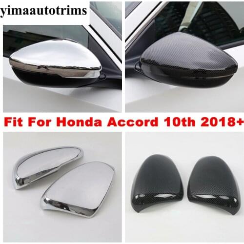Door Rearview Mirror Protector Shell Cover Trim ABS Chrome / Carbon Fiber Look Accessories Kit For Honda Accord 10th 2018 - 2021
