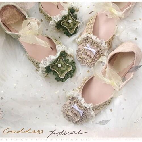 Lolita casual summer princess elegant sweet vitage retro palace pastoral style sandals straps flat heel shallow mouth girl shoes