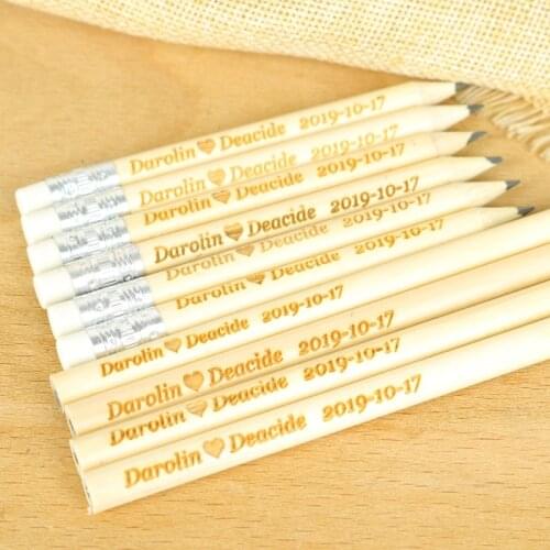 10pcs personalized Engraved Wooden Pencils Custom Wood Pencil Wedding Gift Favors Baby Shower Decoration
