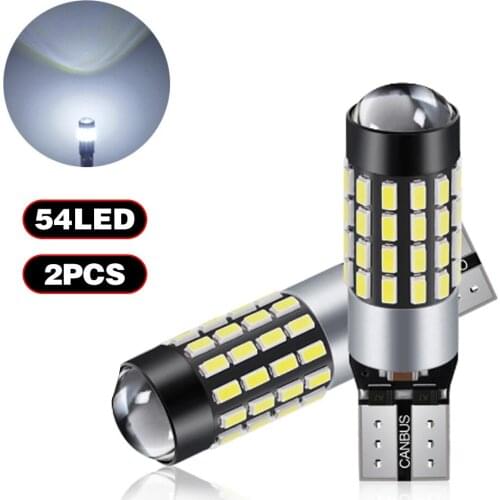 2PCS/Lot T10 LED Lamp For Cars W5W CANBUS 194 168 5W5 501 Auto Clearance Parking Lights 54 Chips Highlight White DC12-24V