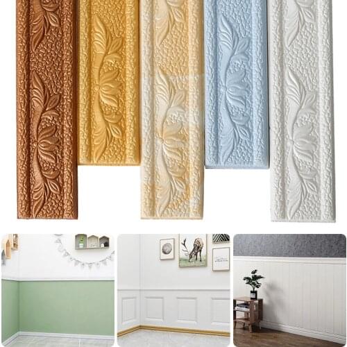 230cm Wall Trim Line Wallpaper Skirting Border Waterproof 3D Pattern Sticker Decor Self-adhesive Foam Border Wall Sticker