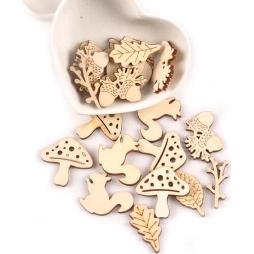 40pcs Mixed Forest Animal Pattern Wood Crafts For Home Decor Kid Painting DIY Handmade Scrapbook Wooden Ornament 25x28mm M2154