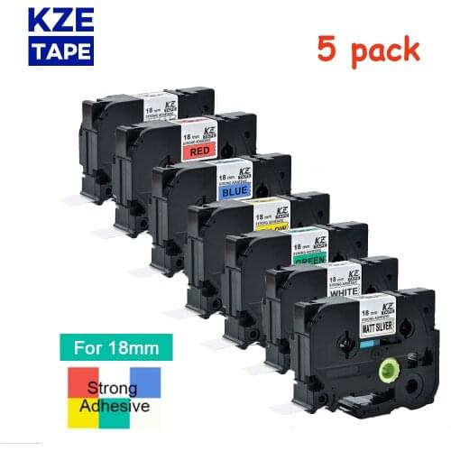 5PCS Kze 18m Strong Adhesive Multicolor Tape Compatible for Brother P-touch Brother printer Label maker Tze-S241 S241 S641 SM931