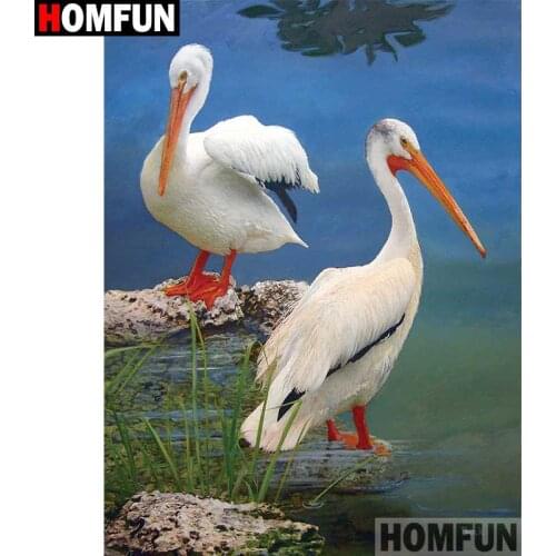 HOMFUN Full Square/Round Drill 5D DIY Diamond Painting "Bird animal lake" Embroidery Cross Stitch 5D Home Decor Gift A30126